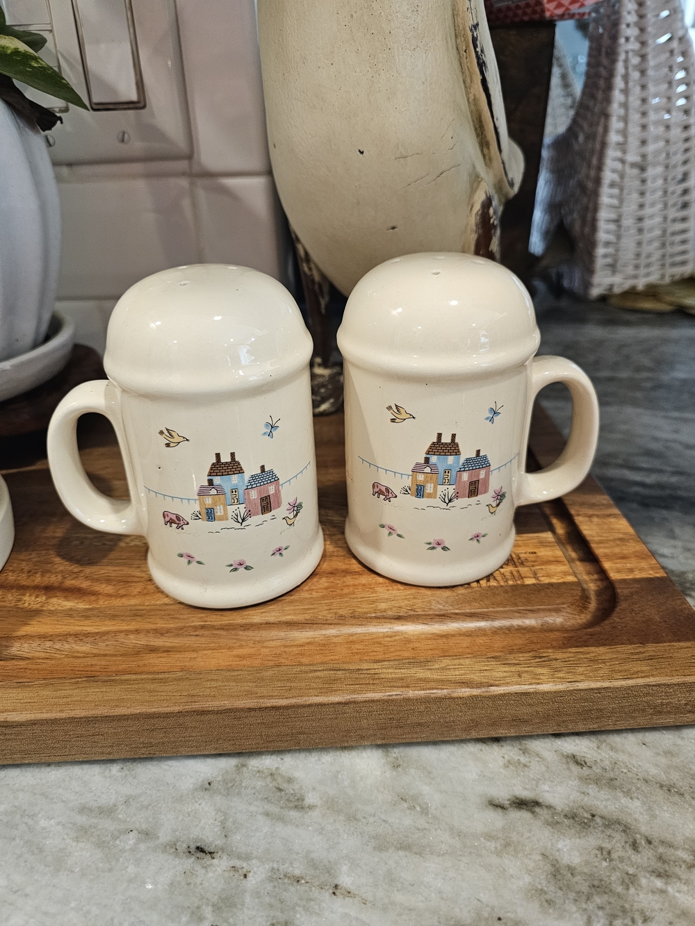 Ceramic Cottage Salt and Pepper Shaker Set - Ivory